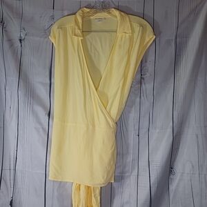 J.Jill Yellow Wrap Rayon Sleeveless Top